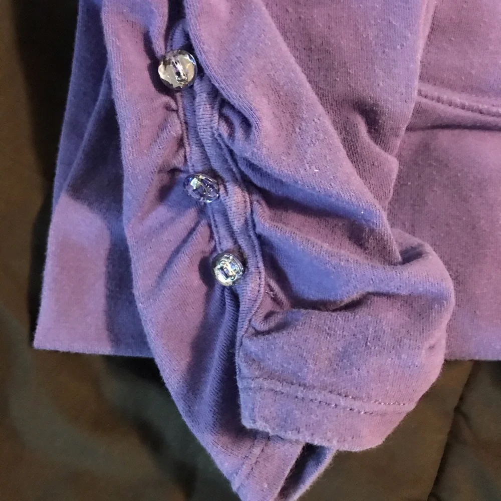 Girls Justice Purple Capri Pants Size 7 Button Calf Line